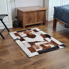 Handmade Patchwork Cowhide Rug, 100% real Leather, Genuine Hair-On Cow Fur Skin