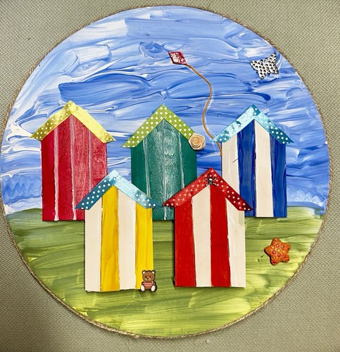 Beach hut scene - beach, on