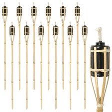 12x Natural 113cm Bamboo Garden Fire Torches Outdoor Paraffin Oil Tiki Lantern