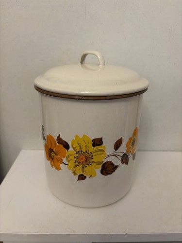 Vintage enamel storage - enamel, pot