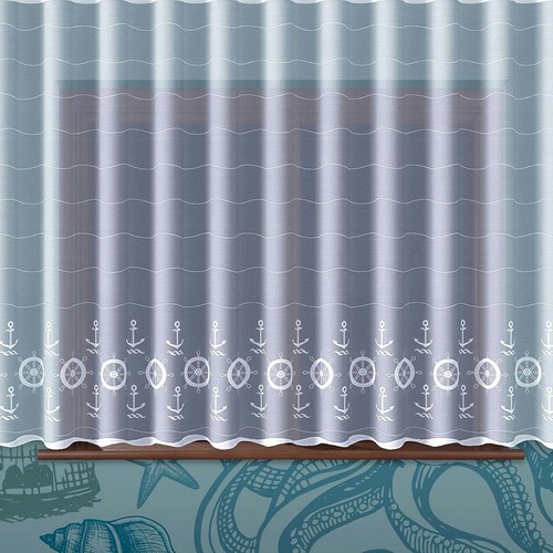 White net curtain nautical - white,