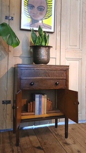 Antique oak bedside - antique, table