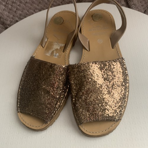 Bronze sparkle slip sandals - sparkle, on
