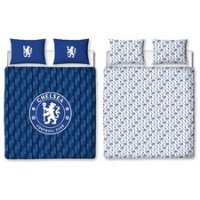 Chelsea Kids Double Duvet Set Reversible Football Bedding Blue Quilt Cover