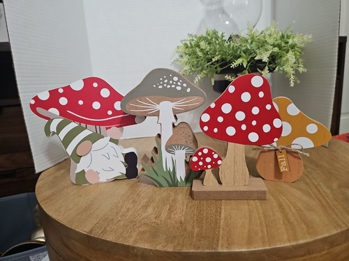 Wooden mushroom decoration - mushroom, &