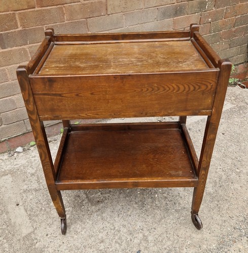 Vintage oak tier tea - tier, trolley