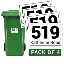 Wheelie Bin Numbers Personalised Bin stickers Waterproof House Street Labels