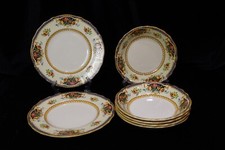 Swinnertons Kew Gardens Hampton Ivory England Floral 5 Fruit Bowls 2 Bread Plate