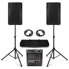 PA System For Band - Vonyx VSA10P Speakers with 5-Channel Mixer Amp & Stands