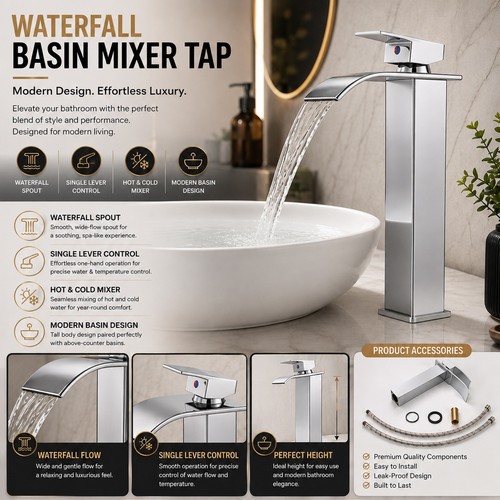 Modern waterfall basin mixer - modern,