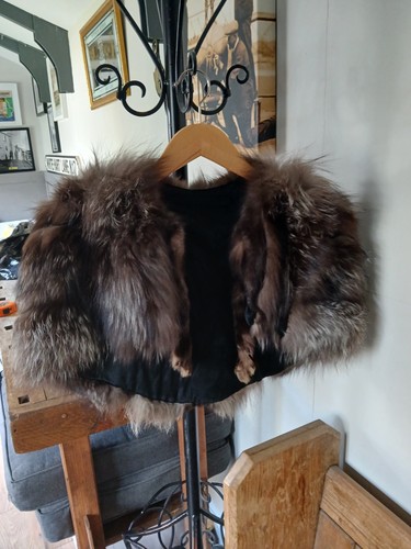 Vintage silver fox fur stole - silver,
