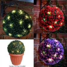 28cm Solar Powered Topiary Ball 20 LED Flower Lights Garden Sphere Dual Function