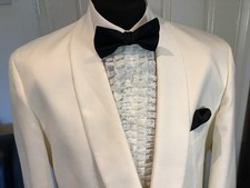 Men’s Ivory/White Dinner Jacket Shawl Collar  46 Reg Wool Rich Teflon Coated