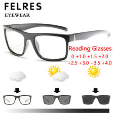 Square Sports Photochromic Reading Glasses Men Driving Shade Sunglasses Readers