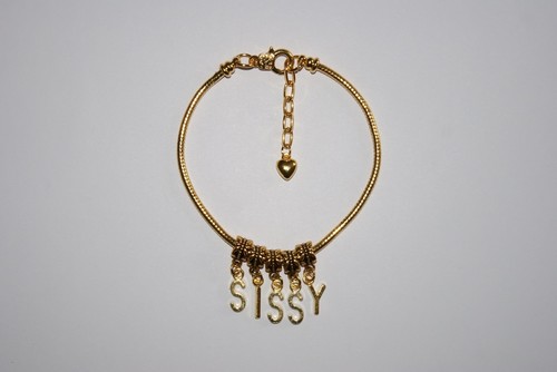 Sissy gold cuckold - 'sissy', anklet