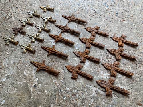 Vintage cast iron finials - vintage, job