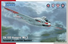 Special Hobby SH72453 1:72 de Havilland DH.100 Vampire Mk.3 "European & American