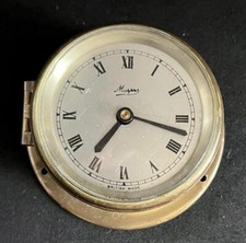 VINTAGE AUTOMBILE NAUTICAL MOTOR LAUNCH SHIPS MARPRO BRASS CASED DASHBOARD CLOCK