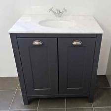 Salisbury Traditional 800mm Dark Grey Vanity Unit with Marble Worktop & Basin