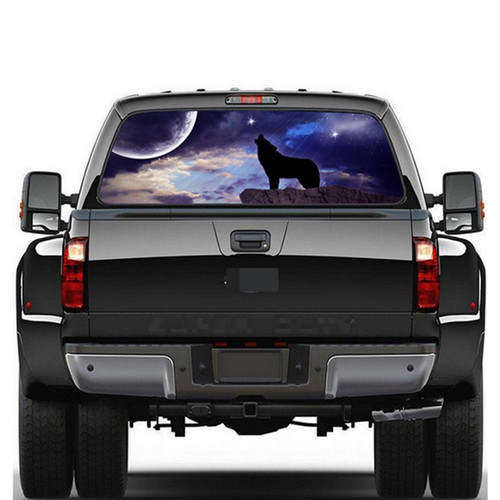 147x46cm wolf howling graphic - wolf,