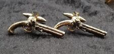Vintage Gold Tone Gents Duelling Pistols Cufflinks. Pistol Gun Firearm Theme