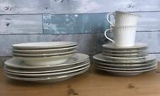 Rayware 16 Piece White Gold Trim Dinner Set Plates Bowls Cups Saucers China