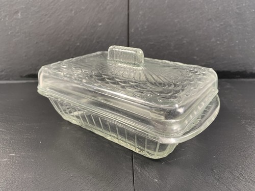Vintage pressed glass butter - pressed,