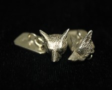 Vintage Hallmarked Silver Fox Head Cufflinks Cuff Links Birmingham 1973
