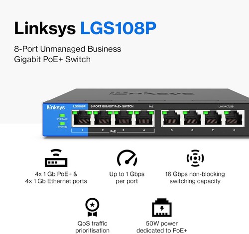 Port poe unmanaged switch - port,