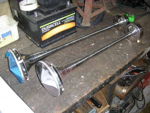 Pair large chrome air horns