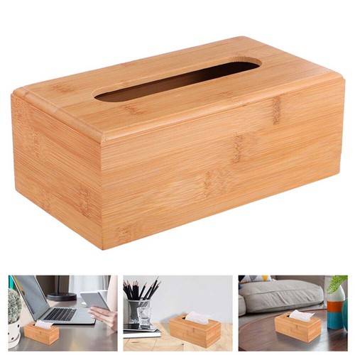 Bamboo square tissue box - bamboo,