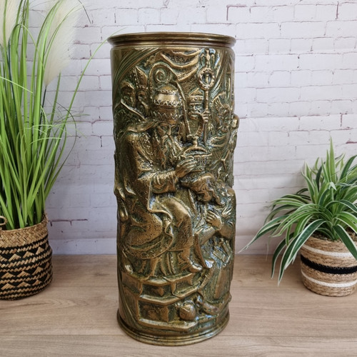 Brass embossed umbrella - embossed, stand