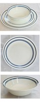 VINTAGE Corelle Dinnerware BLUE CAFE Triple Blue Bands on White 6-Piece Set