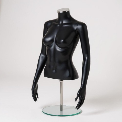Black female torso mannequin - black,