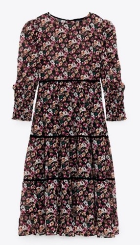Zara floral tiered - tiered, midi