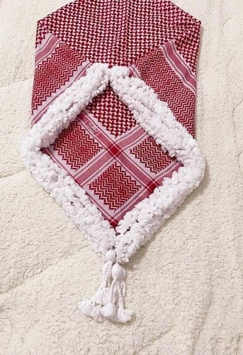 Red fringed shemagh jordanian - shemagh,
