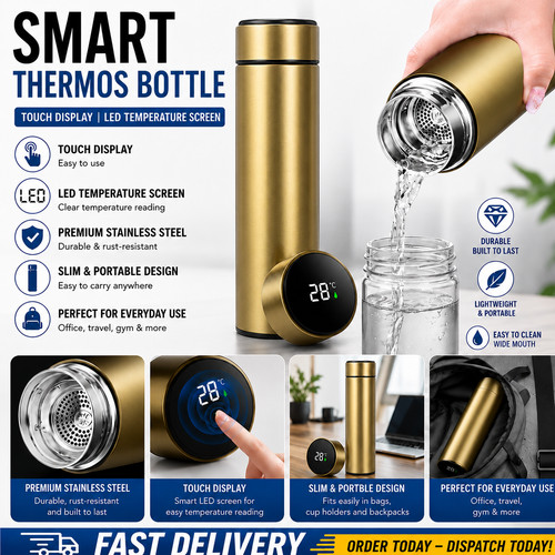 Thermos water bottle vacuum - water,
