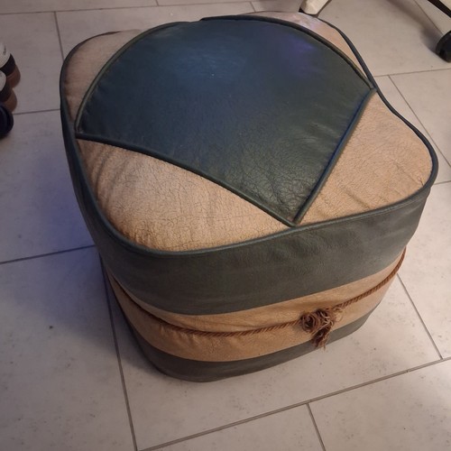 Vintage leather pouffe cube - vintage,