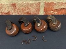 Set of 4 Original Antique Victorian Brass & Iron Bed / Bedstead Castors