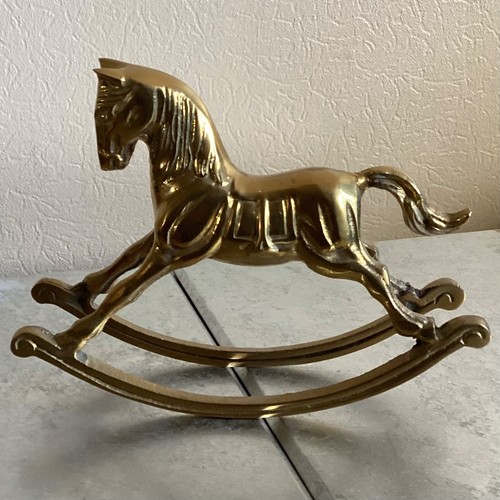 Vintage brass rocking horse - vintage,