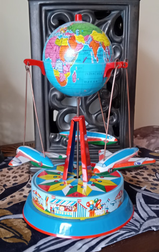 Vintage tin friction toy spin - vintage,
