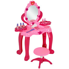 AIYAPLAY Kids Dressing Table with Mirror, Stool, Lights, 15 Accessories