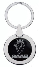 SAAB BLACK LOGO CHROME METAL