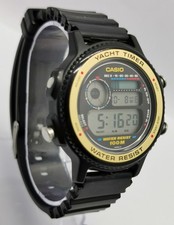Vtg 1990 Casio Yacht Timer TRW-31 Gold Bezel 40mm LCD Digital Quartz Gents Watch