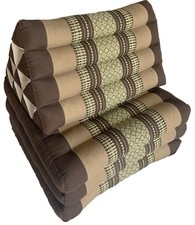 Thai Kapok 3-Fold Meditation Mattress with Triangle Cushion - Earth Silver Grey