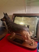 BESWICK ALSATION DOG OF LARGE PROPORTIONS, MOUNTED ON WOOD BASE. No DAMAGE.