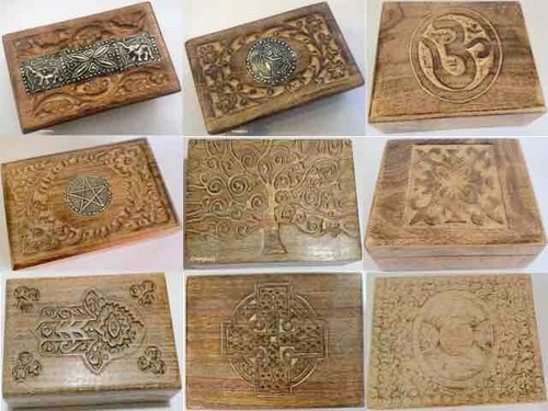 Hand carved wooden box - carved,