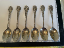 Set Of 6 Antique Silver Tea