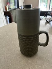Vintage retro 1960s Denby Camelot Chevron olive green stoneware coffee pot