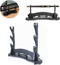UK Seller Sword Stand Katana Holder Knife Hanger Black Wood Display 3 Layer